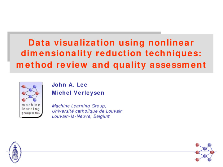 data visualization using nonlinear dim ensionality