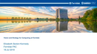 Elizabeth Sexton-Kennedy  Fermilab PAC  18 Jul 2019  Introduction  What is the strategic