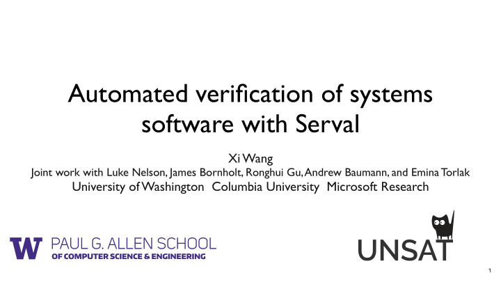 automated verification of systems software with serval