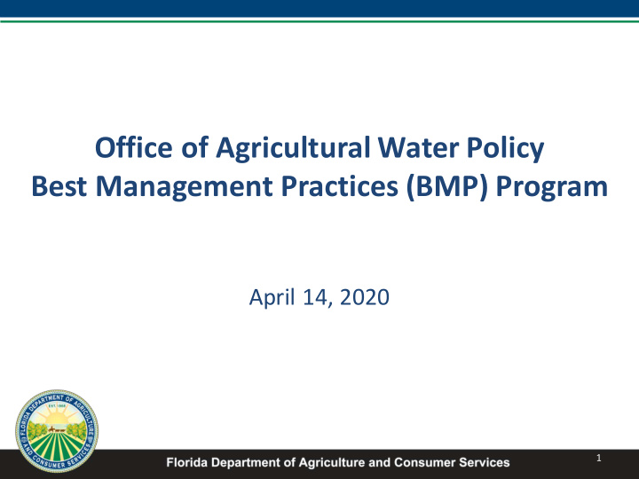 office of agricultural water policy best management