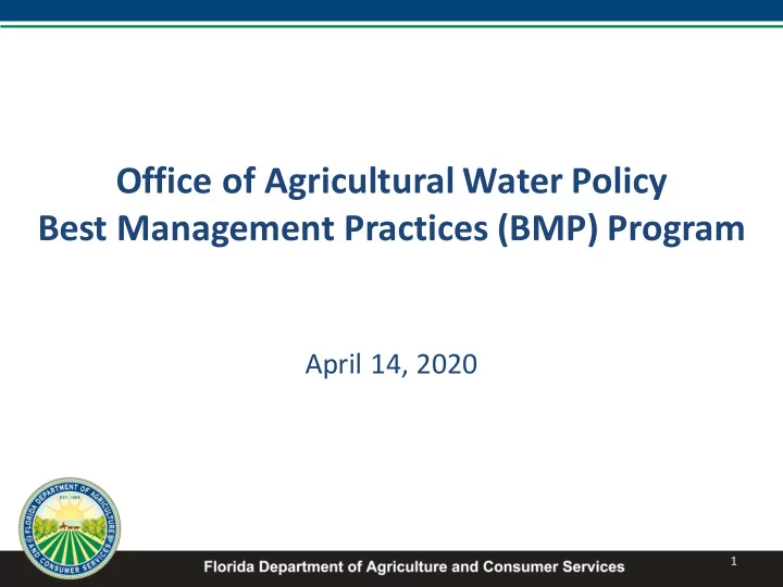 office of agricultural water policy best management