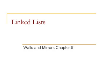 Linked Lists  Walls and Mirrors Chapter 5  Linked Lists  public class Node {  private Object item;