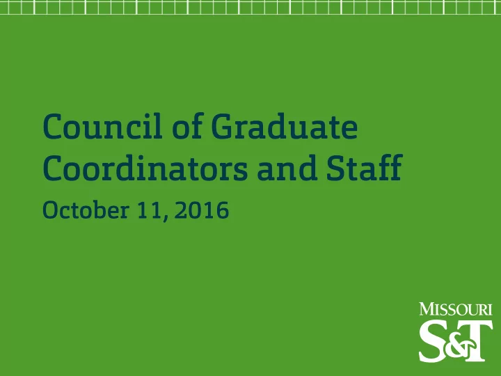 council of graduate coordinators and staff