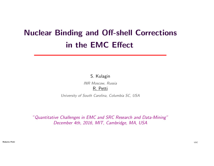nuclear binding and o ff shell corrections in the emc e