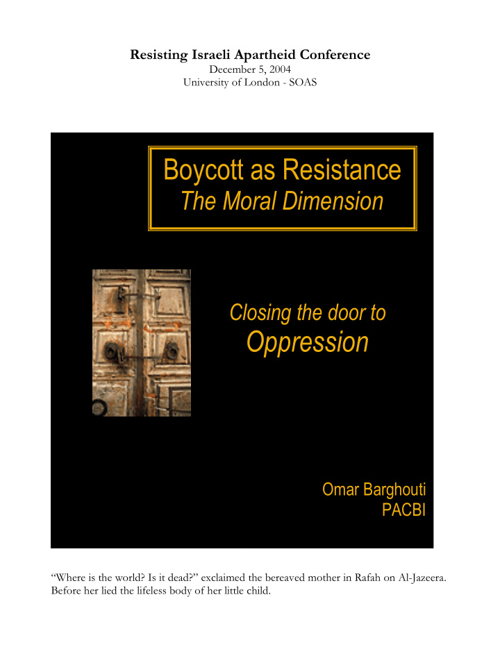 boycott as resistance