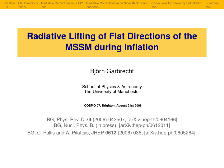 radiative lifting of flat directions of the mssm during