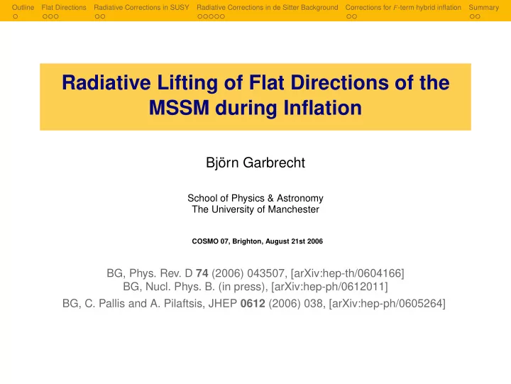 radiative lifting of flat directions of the mssm during