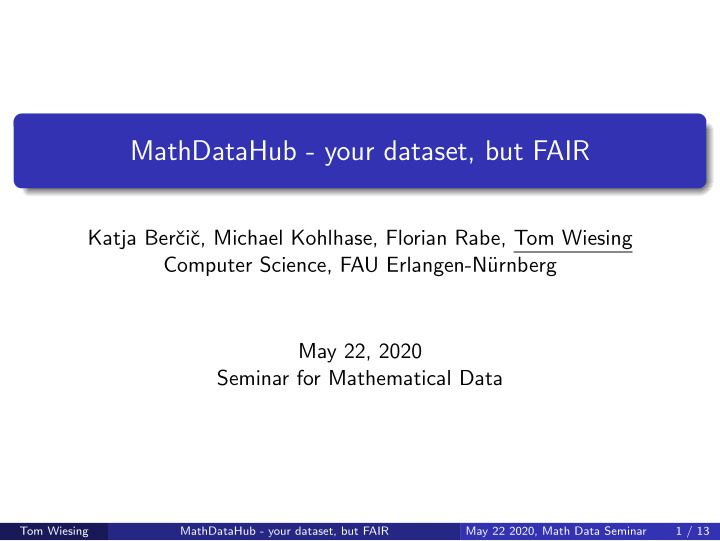 mathdatahub your dataset but fair