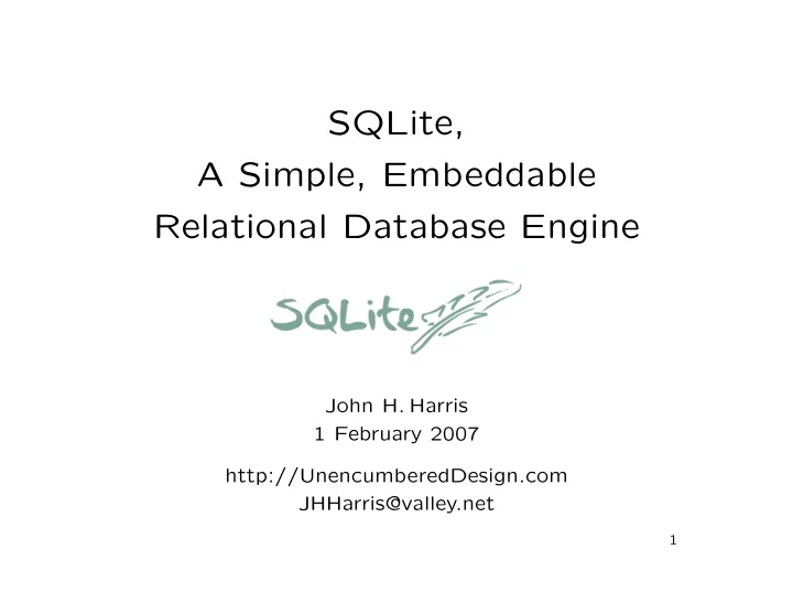 sqlite a simple embeddable relational database engine