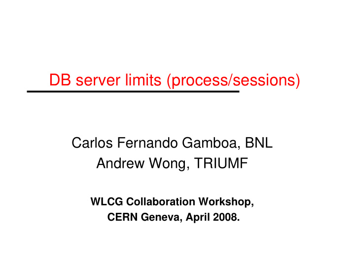 db server limits process sessions db server limits