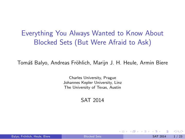 everything you always wanted to know about blocked sets