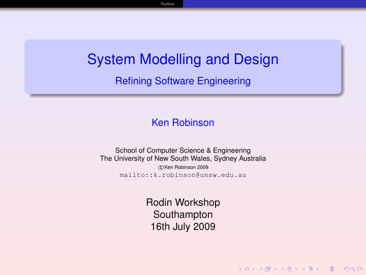 system modelling and design