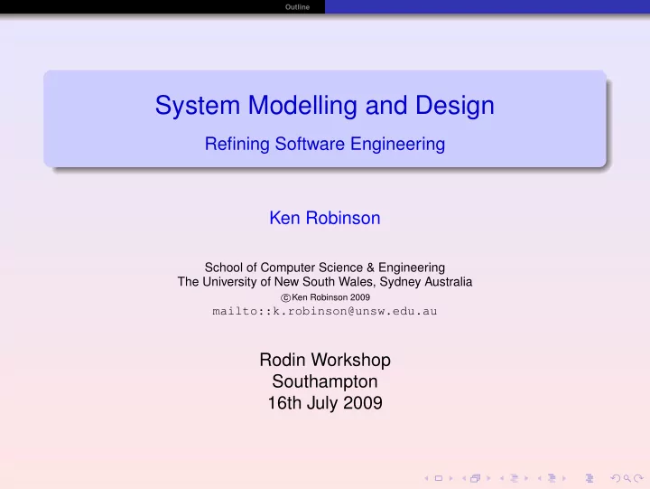 system modelling and design