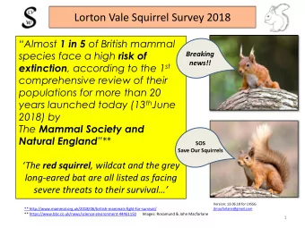 Lorton Vale Squirrel Survey 2018 Almost 1 in 5 of British mammal species face a high risk of