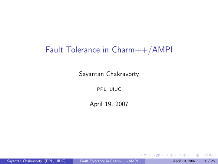 fault tolerance in charm ampi