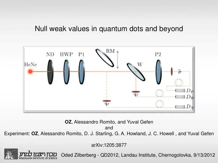 null weak values in quantum dots and beyond