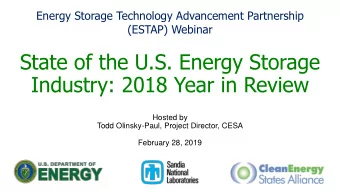 Industry: 2018 Year in Review  Hosted by  Todd Olinsky-Paul, Project Director, CESA  February 28,