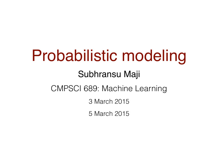 probabilistic modeling