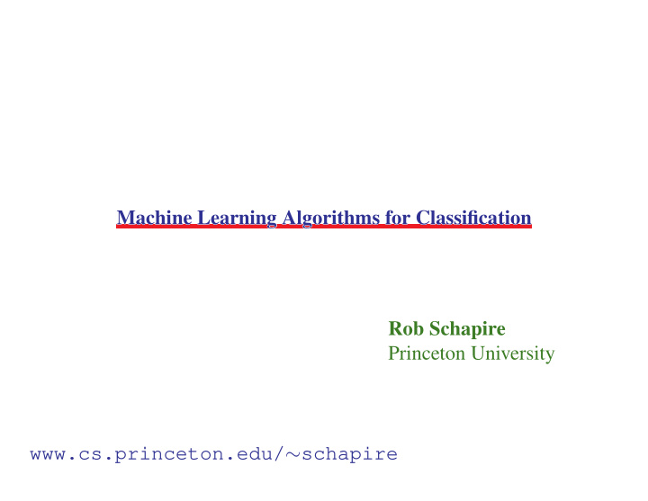 machine learning algorithms for classification machine