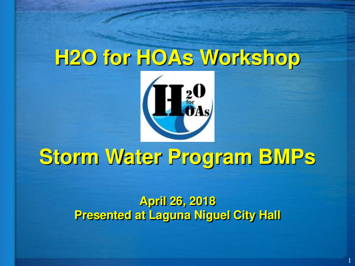 h2o for hoas workshop storm water program bmps