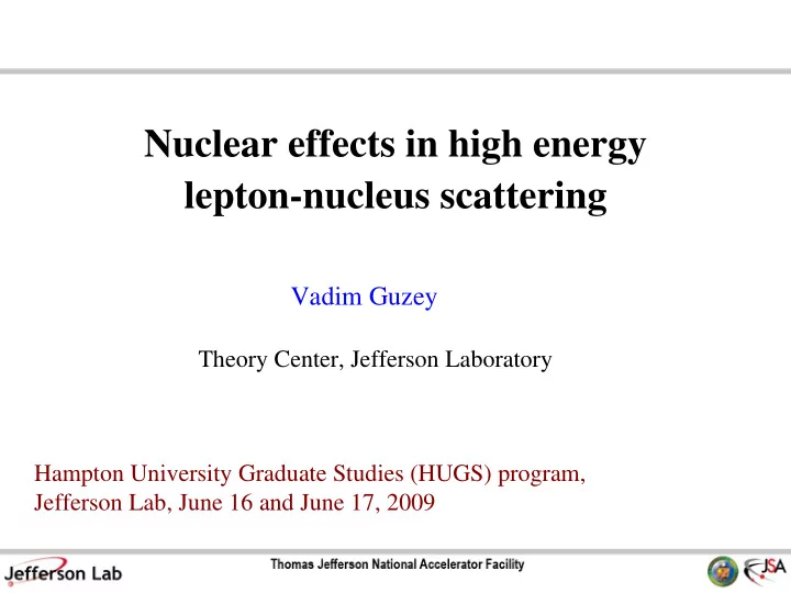 nuclear effects in high energy lepton nucleus scattering