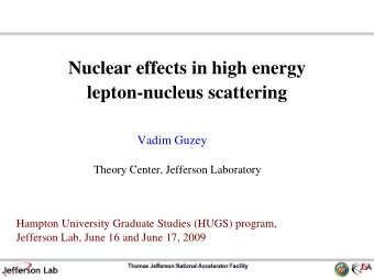 Nuclear effects in high energy  lepton-nucleus scattering  Vadim Guzey  Theory Center, Jefferson