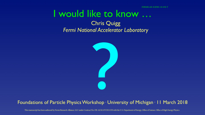 foundations of particle physics workshop university of