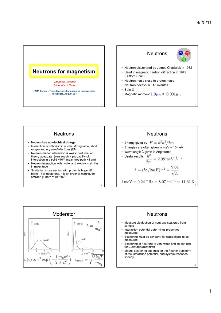 neutrons for magnetism