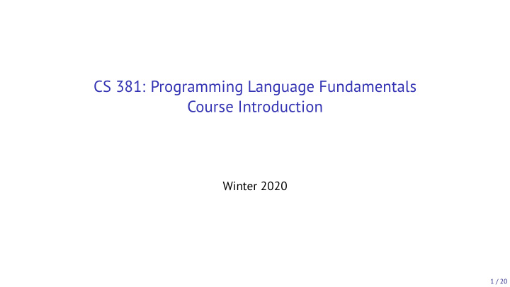 cs 381 programming language fundamentals course