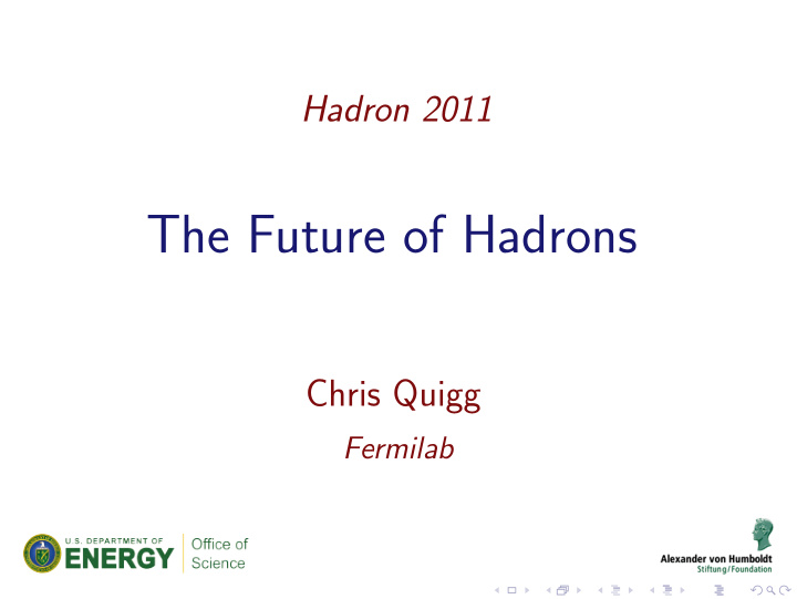 the future of hadrons