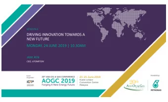 DRIVING INNOVATION TOWARDS A  NEW FUTURE  MONDAY, 24 JUNE 2019 | 10.30AM  JANE REN  CEO, ATOMITON