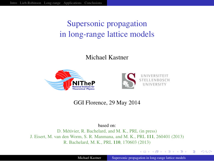 supersonic propagation in long range lattice models