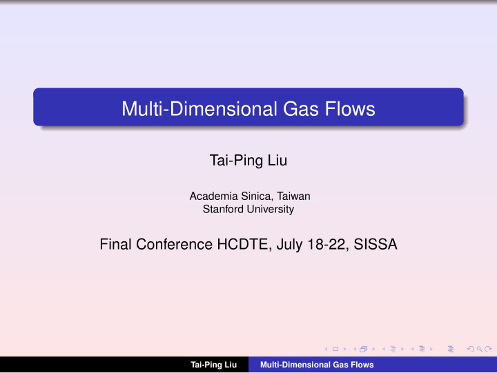multi dimensional gas flows