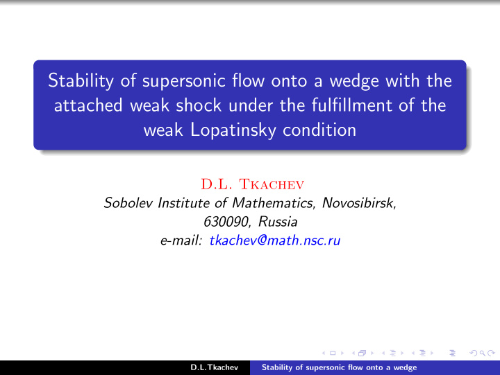 stability of supersonic flow onto a wedge with the