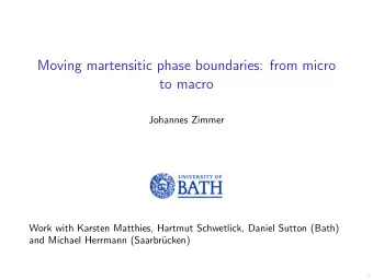 Moving martensitic phase boundaries: from micro  to macro  Johannes Zimmer  Work with Karsten