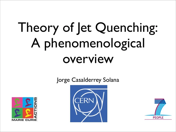 theory of jet quenching a phenomenological overview