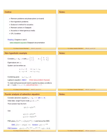 Outline  Notes:  Riemann problems and phase plane (on board)  Non-hyperbolic problems