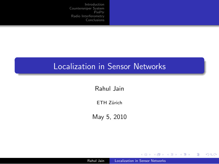 localization in sensor networks