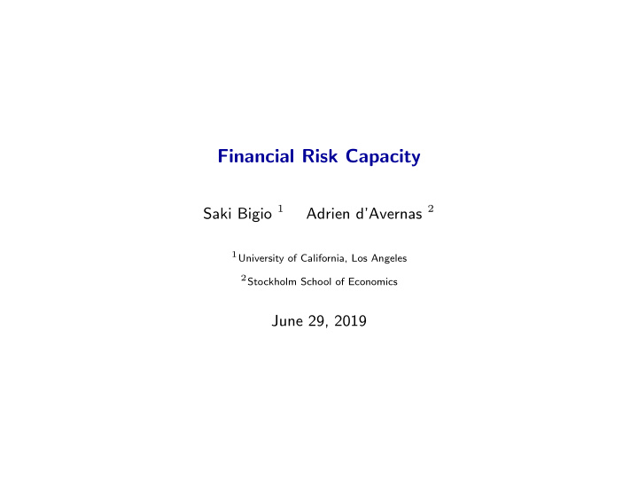 financial risk capacity