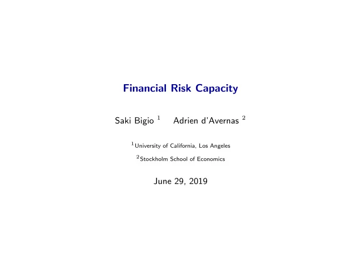 financial risk capacity