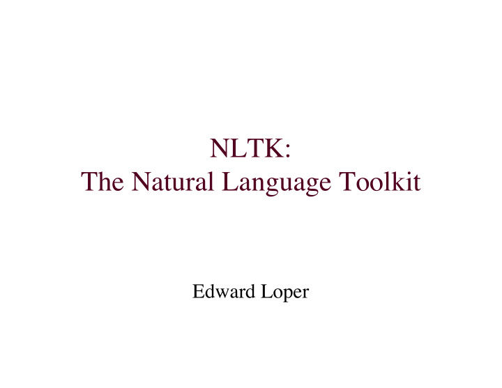 nltk the natural language toolkit