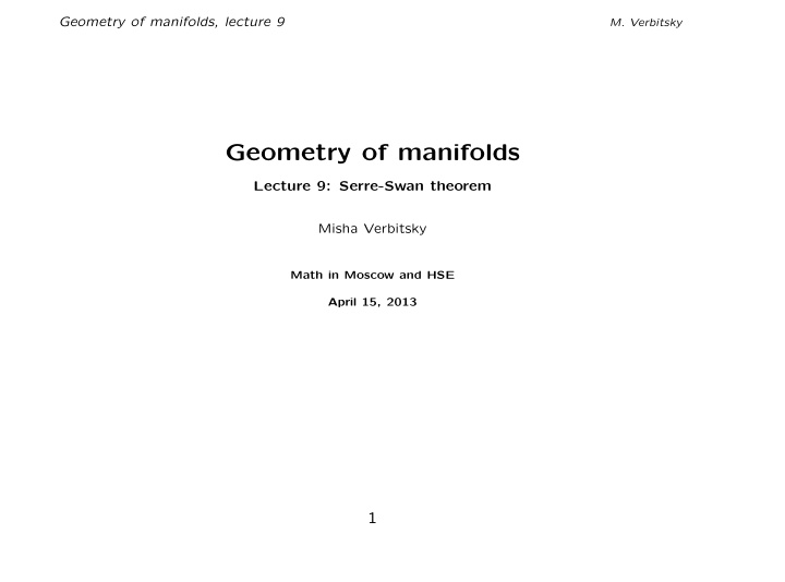 geometry of manifolds