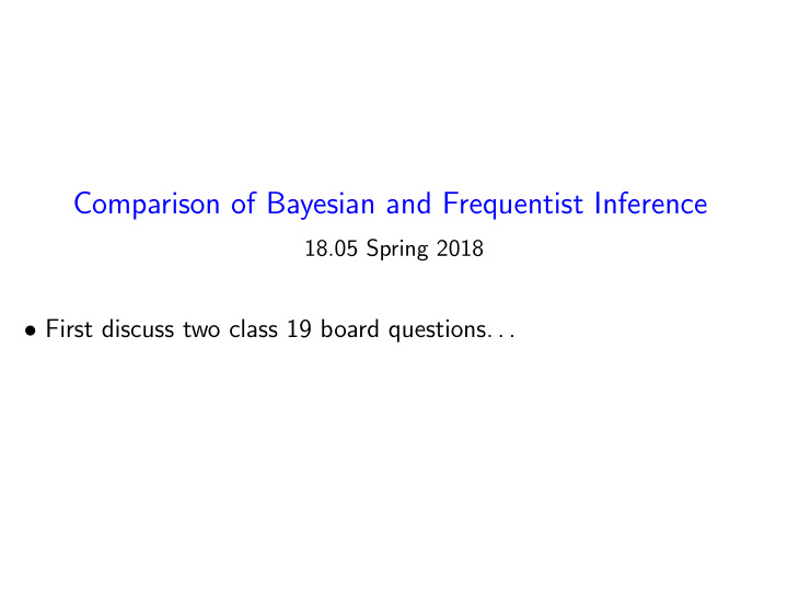 comparison of bayesian and frequentist inference