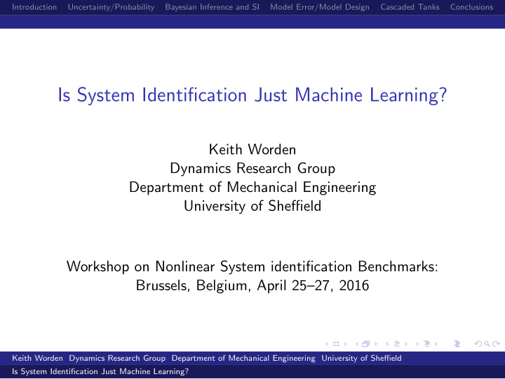 is system identification just machine learning