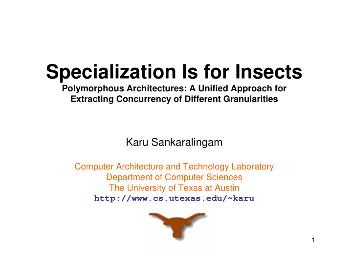 specialization is for insects