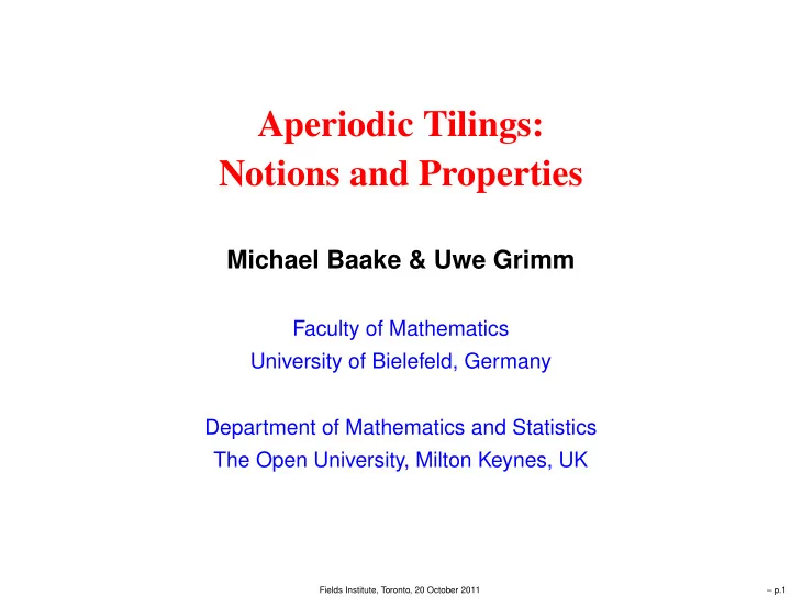 aperiodic tilings notions and properties
