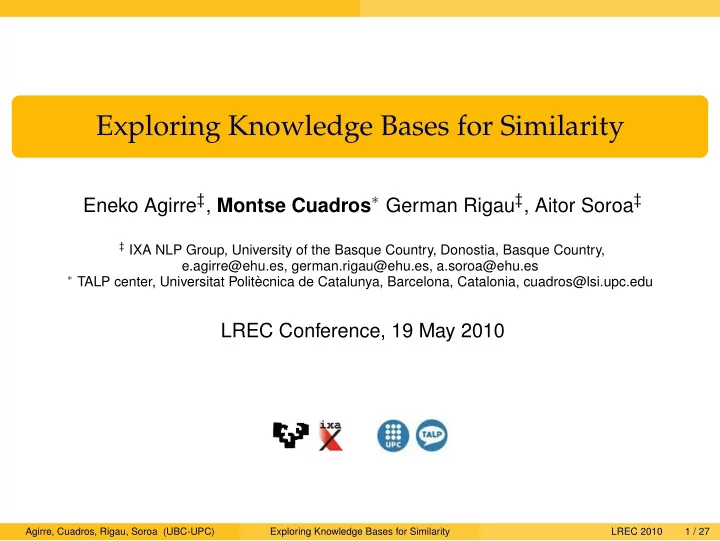 exploring knowledge bases for similarity