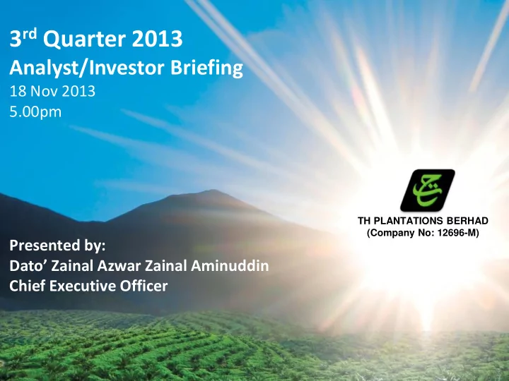 3 rd quarter 2013