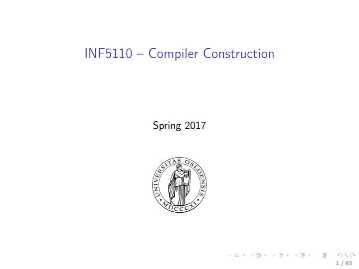 inf5110 compiler construction