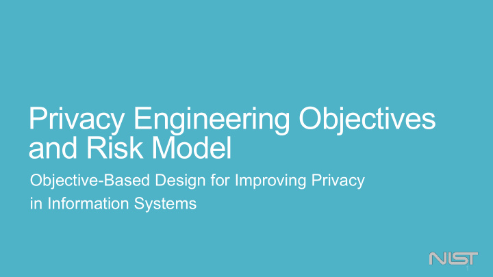 privacy engineering objectives and risk model